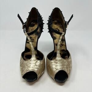Sam Edelman Womens Heels 6.5M Scarlett Studded T Strap Peep Toe Stilettos Baddie